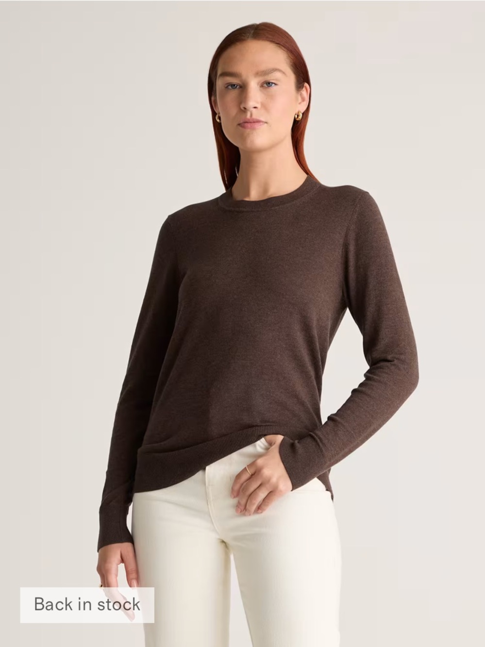Quince Lightweight Cotton Cashmere Crew Sweater
